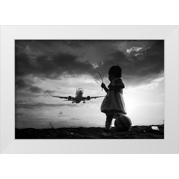 Trijoko 24x17 White Modern Wood Framed Museum Art Print Titled - Fly Again