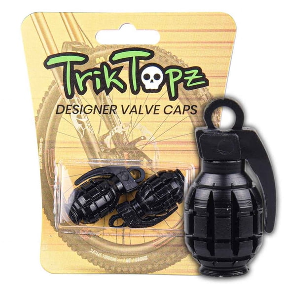 Trik Topz LLC Valve Caps Grenade Black 1 Pair/Pack - HGC-BK-2PK