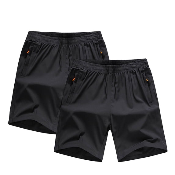Trikvn 2 Pack Boys Athletic Shorts Quick Dry Running Gym Shorts Elastic Waist Drawstring Activewear with Zipper Pockets for Workout Sports Basketball Training