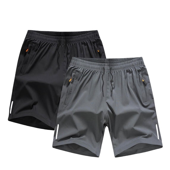 Trikvn 2 Pack Boys Athletic Shorts Quick Dry Running Gym Shorts Elastic Waist Drawstring Activewear with Zipper Pockets for Workout Sports Basketball Training
