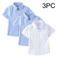 thumbnail image 1 of Trikvn 3-Pack Boys' Short Sleeve Button Down Shirts Multipack Breathable Lightweight Casual Tops for Summer School Uniform Everyday Wear Classic Fit Dress Shirt, 1 of 7