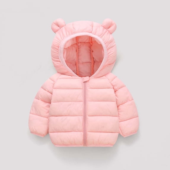 Trikvn Baby Toddler Winter Puffer Jacket Cute Bear Ear Hooded Coat Zip Up Outerwear Lightweight Warm Windproof Snowsuit for Infant Boys Girls Cold Weather Wear