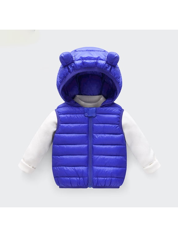 Baby Toddler Winter Puffer Vest Cute Bear Ear Hooded Sleeveless Jacket Zip Up Quilted Outerwear Warm Windproof Waistcoat for Infant Boys Girls Cold Weather