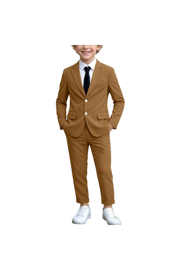 Boys 2 Piece Suit Set Dress Blazer Jacket and Pants Outfit Formal Classic Tailored Fit Dresswear for Wedding Party Ring Bearer Graduation Special Occasion