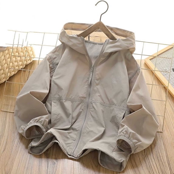 Trikvn Boys Girls Lightweight Windbreaker Jacket Hooded Zip Up Windproof Coat Spring Fall Casual Outerwear with Pockets Water Resistant Activewear Kids Clothes