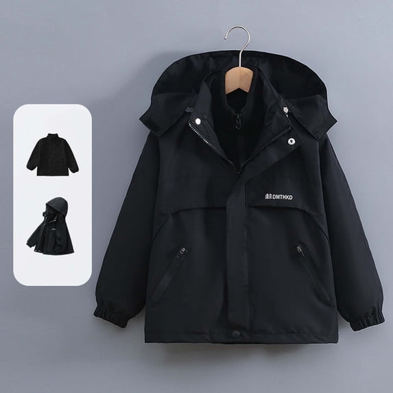 Trikvn Boys Hooded Winter Coat Fleece Lined Warm Jacket Windproof Zip Up Parka Outerwear for Cold Weather Outdoor Hiking Heavyweight Snow Coat Kids Apparel