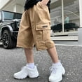 thumbnail image 1 of Trikvn Boys Loose Fit Cargo Shorts Below Knee Length Multi-Pockets Elastic Waist Drawstring Outdoor Hiking Shorts Relaxed Fit Summer Casual Wear, 1 of 3
