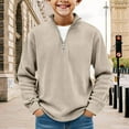 thumbnail image 1 of Trikvn Boys Quarter Zip Pullover Sweater Long Sleeve Ribbed Knit Jumper Casual Fall Winter Tops High Neck Half Zip Sweatshirt School Uniform Basic Activewear, 1 of 5