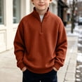 thumbnail image 1 of Trikvn Boys Quarter Zip Pullover Waffle Knit Mock Neck Sweater Raglan Long Sleeve Textured Top with Ribbed Hem Loose Warm for Fall Winter Casual 3-14Y, 1 of 9