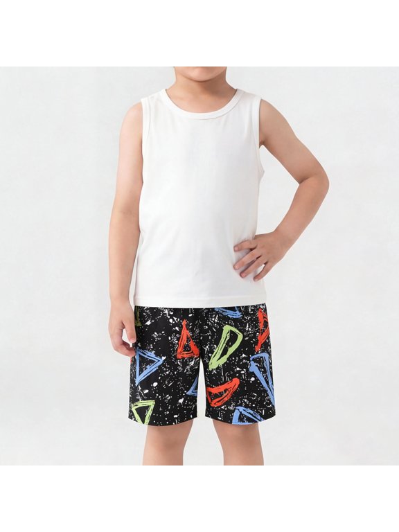 Boys Swim Trunks Quick Dry Board Shorts with Elastic Waist Casual Summer Graphic Beach Shorts for Kids Surfing Vacation
