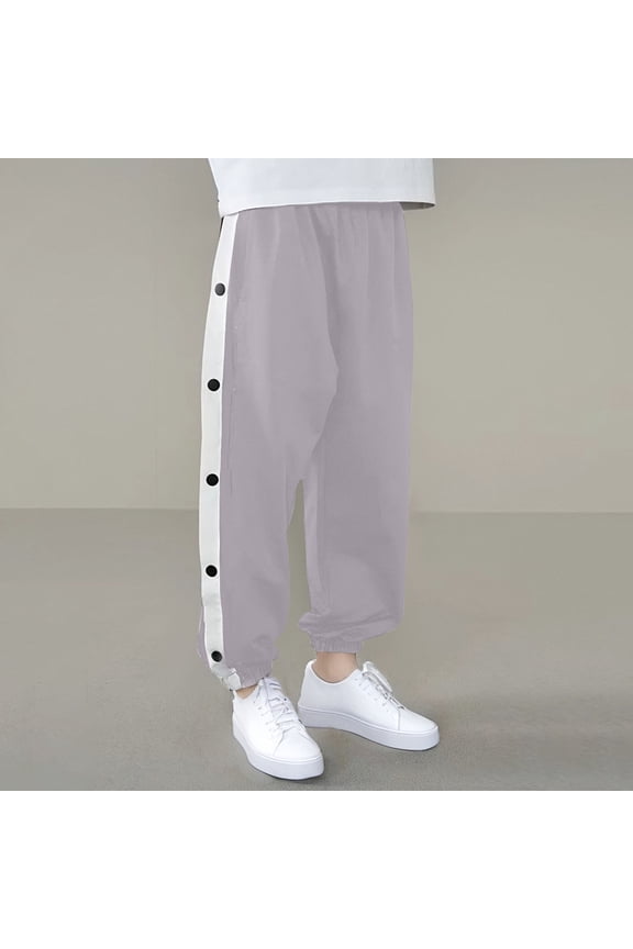 Boys Tearaway Basketball Pants Side Snap Athletic Track Pants Active Joggers with Elastic Waist Casual Workout Sweatpants Loose Fit Training Trousers for Running Gym Sports
