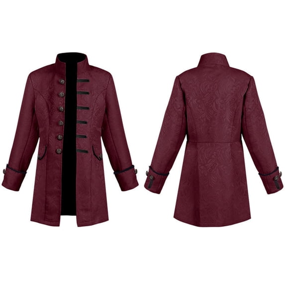 Trikvn Boys Vintage Steampunk Tailcoat Jacket Gothic Victorian Frock Coat Stand Collar Long Sleeve Halloween Cosplay Costume Outerwear for Theatrical Performance