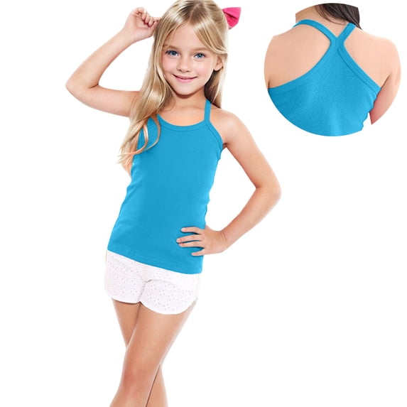 Trikvn Dance Tank Tops for Toddler Girls Sleeveless Athletic Summer Comfy Casual Shirts Cute Cross Back Yoga Gymnastics Workout Undershirt