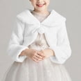thumbnail image 1 of Trikvn Girls Faux Fur Shrug Bolero Cardigan Long Sleeve Princess Cape Shawl for Wedding Birthday Party Dress Cover Up Elegant Wrap Warm Winter Holiday Outfit Accessories, 1 of 8