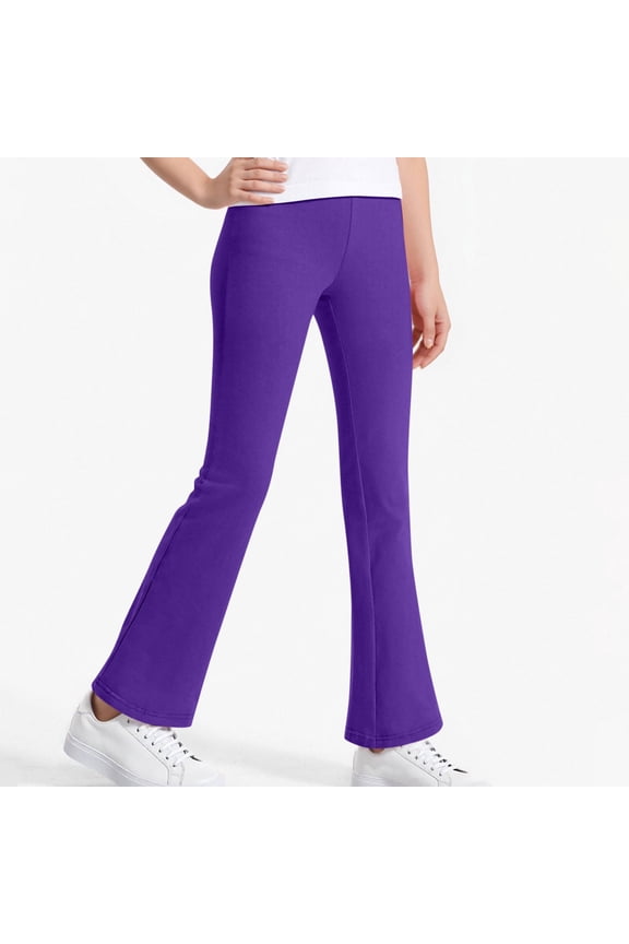 Girls Flared Yoga Pants High Waisted Bootcut Leggings Elastic Waist Athletic Activewear Flattering Stretch Trousers for Dance Workout Lounge Everyday Wear