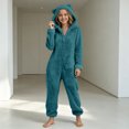 thumbnail image 1 of Trikvn Girls Fuzzy Fleece Onesie Pajamas Hooded Jumpsuit with Zipper Cute Bear Ear Warm Winter Sleepwear Lounge Romper, 1 of 1