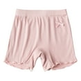 thumbnail image 1 of Trikvn Girls Ribbed Knit Lounge Shorts Casual Mid Rise Elastic Waist Pajama Bottoms with Cute Bow Detail Lettuce Trim Ruffle Hem Soft Breathable Sleepwear Summer Shorts, 1 of 4