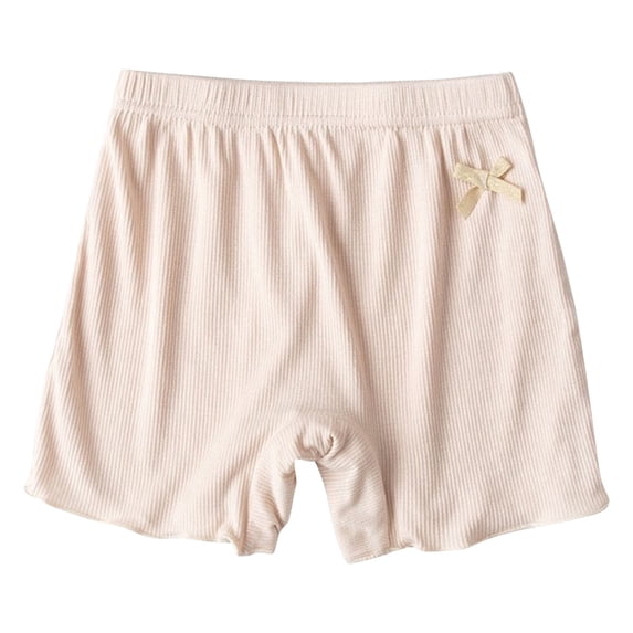 Trikvn Girls Ribbed Knit Lounge Shorts Casual Mid Rise Elastic Waist Pajama Bottoms with Cute Bow Detail Lettuce Trim Ruffle Hem Soft Breathable Sleepwear Summer Shorts