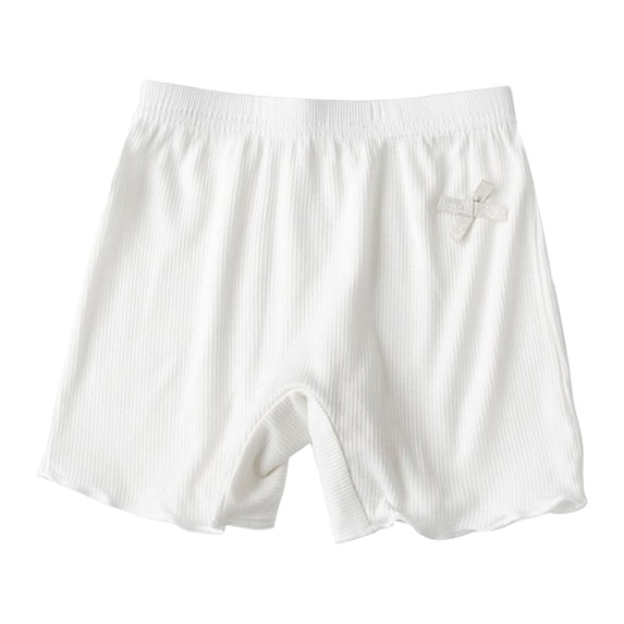 Trikvn Girls Ribbed Knit Lounge Shorts Casual Mid Rise Elastic Waist Pajama Bottoms with Cute Bow Detail Lettuce Trim Ruffle Hem Soft Breathable Sleepwear Summer Shorts