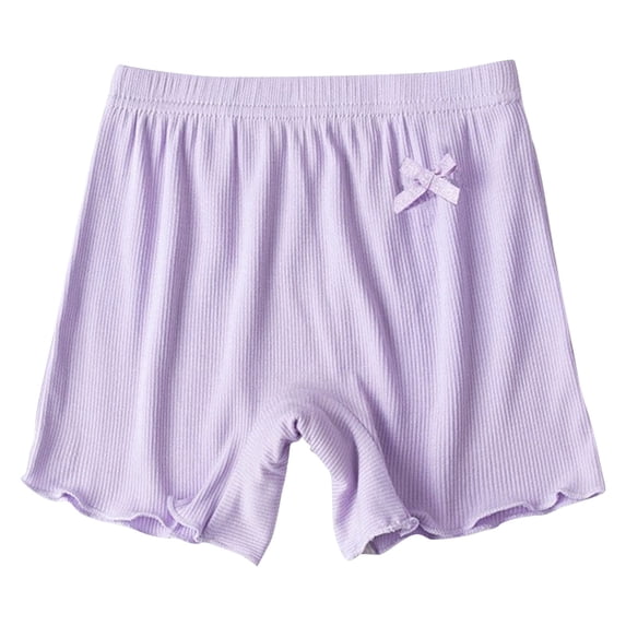 Trikvn Girls Ribbed Knit Lounge Shorts Casual Mid Rise Elastic Waist Pajama Bottoms with Cute Bow Detail Lettuce Trim Ruffle Hem Soft Breathable Sleepwear Summer Shorts