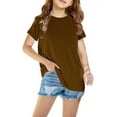 thumbnail image 1 of Trikvn Girls Short Sleeve Tops Tween Basic Short Sleeve Crewneck Casual Summer T Shirts Loose Fit Lightweight Solid Breathable Trendy School Tee, 1 of 5