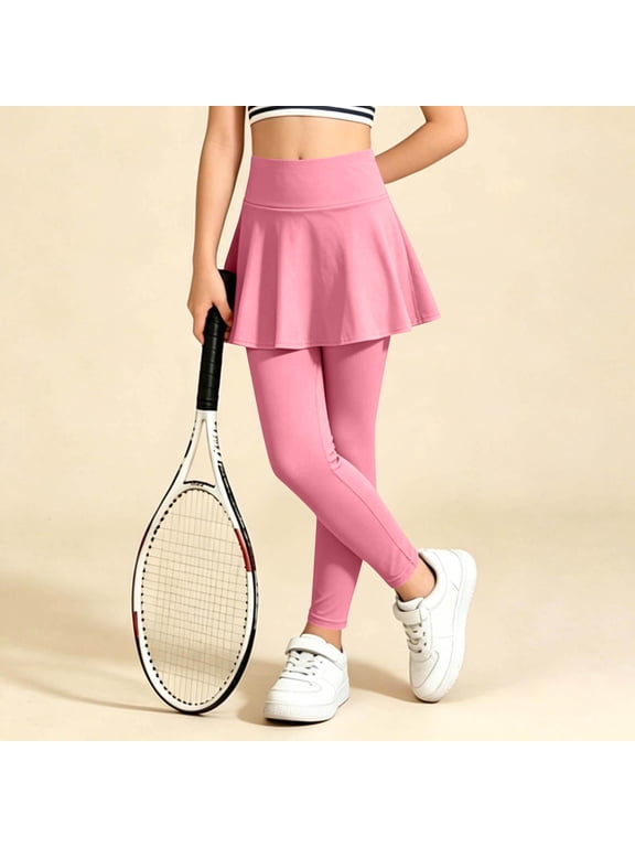 Girls Skirt with Leggings Attached High Waisted Stretch Athletic Active Skorts for Yoga Tennis Dance Sportswear