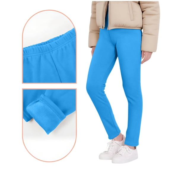 Trikvn Girls Winter Warm Fleece Lined Leggings Thick Thermal Pants Stretchy High Waisted Cold Weather Athletic Tights Casual School Everyday Active Bottoms