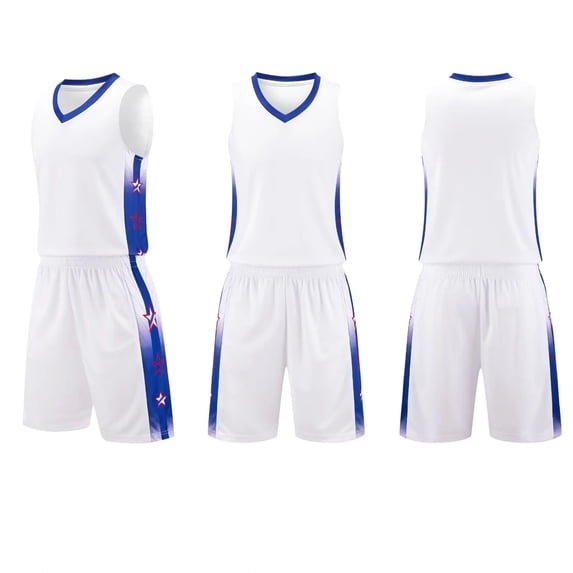 Trikvn Kids Boys Athletic Basketball Uniform Set 2-Piece Quick Dry Sportswear Sleeveless V-Neck Jersey Shirt and Drawstring Shorts Breathable Workout Suit for Team Sports