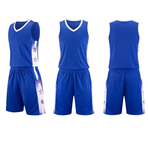 Trikvn Kids Boys Athletic Basketball Uniform Set 2-Piece Quick Dry Sportswear Sleeveless V-Neck Jersey Shirt and Drawstring Shorts Breathable Workout Suit for Team Sports