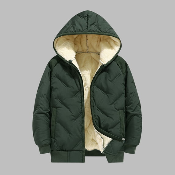 Trikvn Kids Boys Girls Winter Heavyweight Puffer Jacket Warm Sherpa Lined Hooded Coat Thick Windproof Outerwear Full Zip Snowsuit for Cold Weather Outdoor Casual
