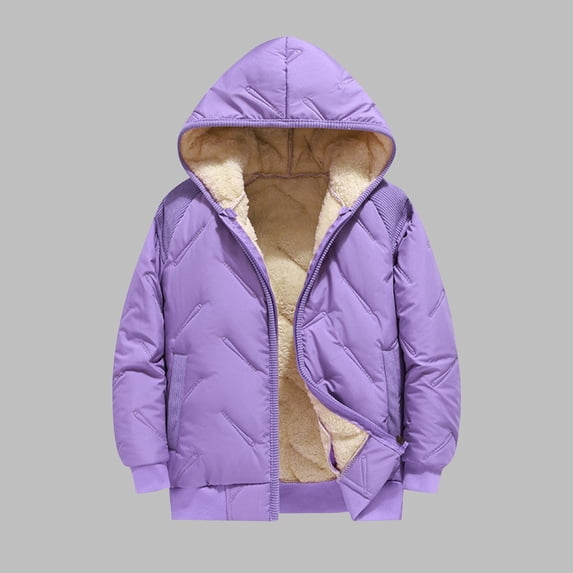 Trikvn Kids Boys Girls Winter Heavyweight Puffer Jacket Warm Sherpa Lined Hooded Coat Thick Windproof Outerwear Full Zip Snowsuit for Cold Weather Outdoor Casual