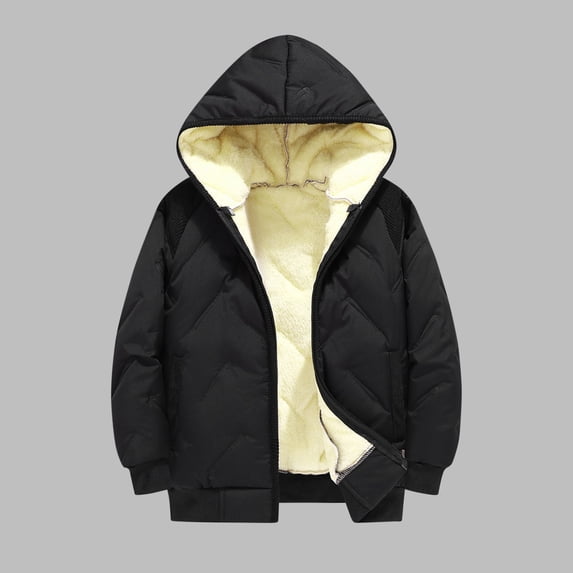 Trikvn Kids Boys Girls Winter Heavyweight Puffer Jacket Warm Sherpa Lined Hooded Coat Thick Windproof Outerwear Full Zip Snowsuit for Cold Weather Outdoor Casual