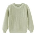 thumbnail image 1 of Trikvn Kids Chunky Knit Sweater Crewneck Long Sleeve Solid Pullover Jumper Tops for Toddler Boys Girls Fall Winter Warm Cozy Casual Outwear Knitwear Sweaters, 1 of 8
