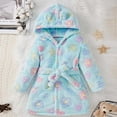 thumbnail image 1 of Trikvn Kids Girls Plush Fleece Robe with Hood Cute Heart Floral Print Bathrobe Fuzzy Warm Sleepwear for Toddler Nightgown Cozy Lounge Wear for Bath Shower, 1 of 8