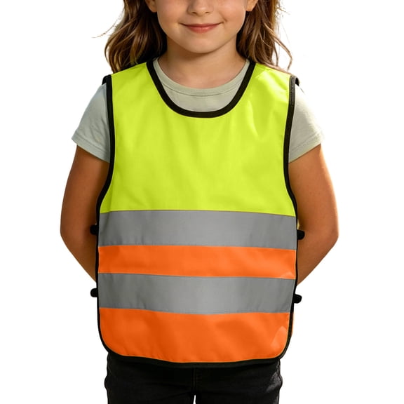 Trikvn Kids High Visibility Safety Vest with Reflective Strips Lightweight Breathable Construction Workwear for Traffic Outdoor Running Cycling Activity Boys Girls