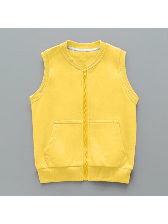 Kids Sleeveless Vest Zip Up Sweatshirt Outerwear for Boys Girls Ribbed Collar Casual Active Vest with Pockets Spring Fall Transition Layer Top