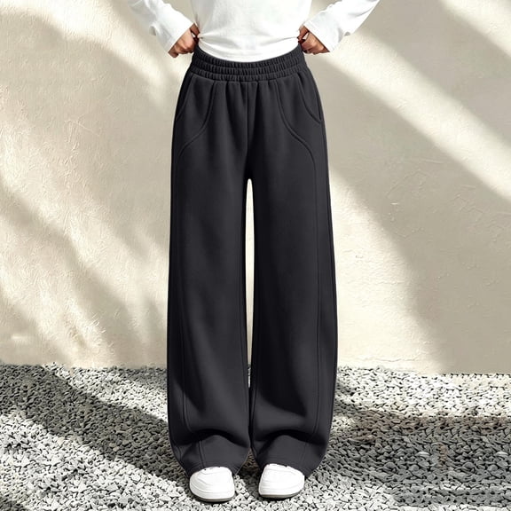 Trikvn Kids Wide Leg Sweatpants Girls Boys Baggy Athletic Pants Elastic Waist Casual Lounge Trousers with Pockets for Workout