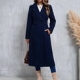 thumbnail image 1 of Trikvn Long Wool Blend Pea Coat for Women Notched Lapel Belted Waist Double Breasted Long Sleeve Elegant Overcoat with Pockets Winter Dressy S-3XL, 1 of 6