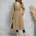 thumbnail image 1 of Trikvn Long Wool Blend Pea Coat for Women Notched Lapel Belted Waist Double Breasted Long Sleeve Elegant Overcoat with Pockets Winter Dressy S-3XL, 1 of 6