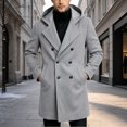 thumbnail image 1 of Trikvn Men Peacoat Wool Winter Trendy Tweed Long Hooded Double Breasted Overcoat Warm Vintage Outerwear with Pockets Thermal, 1 of 7