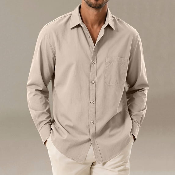 Trikvn Men's Basic Dress Shirts Long Sleeve Casual Button Down Solid Tops with Chest Pocket Business Work Office Essential Comfortable Blouse Wrinkle Resistant