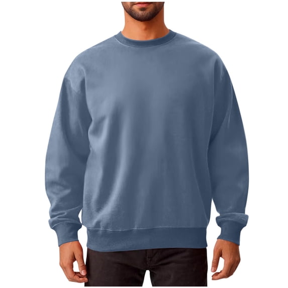 Trikvn Men's Basic Long Sleeve Pullover Sweatshirt Crew Neck Classic Athletic Top Comfortable Everyday Casual Wear Ribbed Hem Pullovers for Work Gym Warm Outerwear