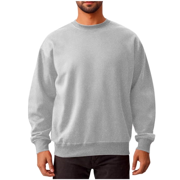 Trikvn Men's Basic Long Sleeve Pullover Sweatshirt Crew Neck Classic Athletic Top Comfortable Everyday Casual Wear Ribbed Hem Pullovers for Work Gym Warm Outerwear