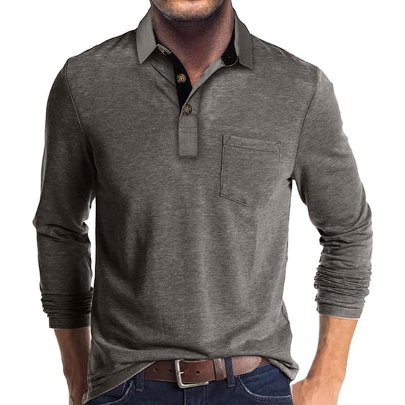 Trikvn Men's Long Sleeve Shirts with Chest Pocket Casual Classic Fit Golf s Button Down Collar Business Work Everyday Tops Breathable Comfortable Athletic