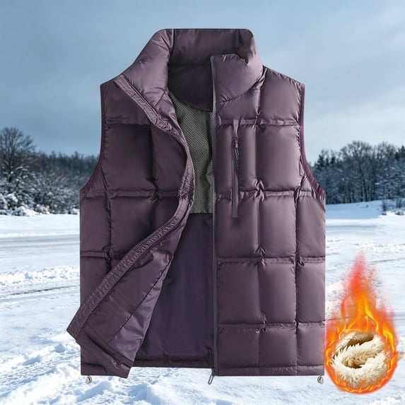 Trikvn Men's Puffer Vest No Battery Warm Quilted Sleeveless Jacket Winter Zip Up Thick Thermal Outerwear Waistcoat with Pockets for Outdoor Hiking