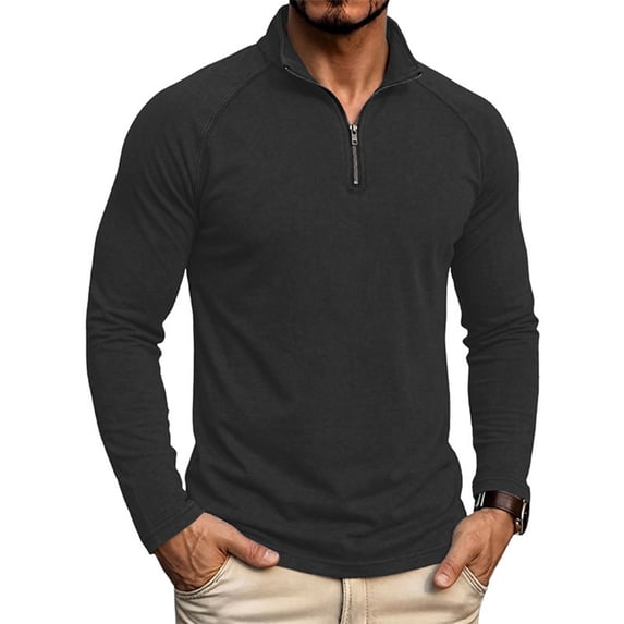 Trikvn Men's Quarter Zip Pullover Shirts Long Sleeve Mock Neck Slim Fit Athletic Tops Casual Lightweight Activewear Sweaters for Golf Workout Running and Daily Wear