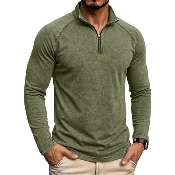 Trikvn Men's Quarter Zip Pullover Shirts Long Sleeve Mock Neck Slim Fit Athletic Tops Casual Lightweight Activewear Sweaters for Golf Workout Running and Daily Wear