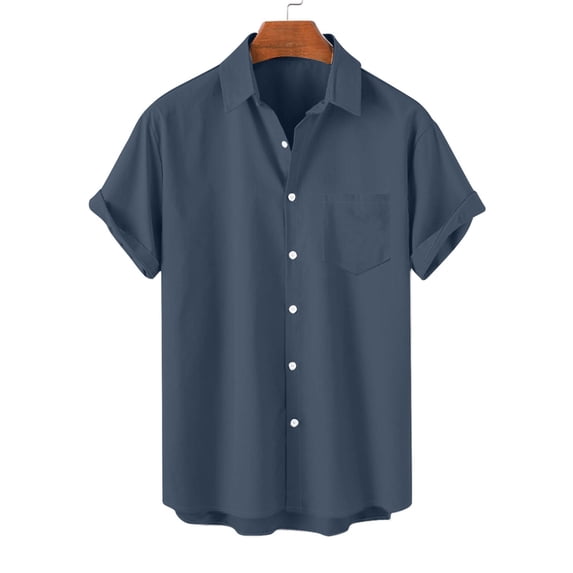 Trikvn Men's Short Sleeve Button Down Shirts Casual Summer Lightweight Collared Tops with Chest Pocket Beach Vacation Classic Style Everyday Work Blouse