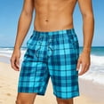 thumbnail image 1 of Trikvn Mens Plaid Shorts Drawstring Elastic Waist Breathable Comfy Bermuda Shorts with Pockets Summer Relaxed Fit Beach Vacation Bottoms, 1 of 6