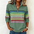 thumbnail image 1 of Trikvn Striped Quarter Zip Pullovers for Women Long Sleeve Sweatshirts Casual Stand Collar Half Zip Sweaters Colorful Stripe Print Tops Fall Winter Fashion Clothes, 1 of 6